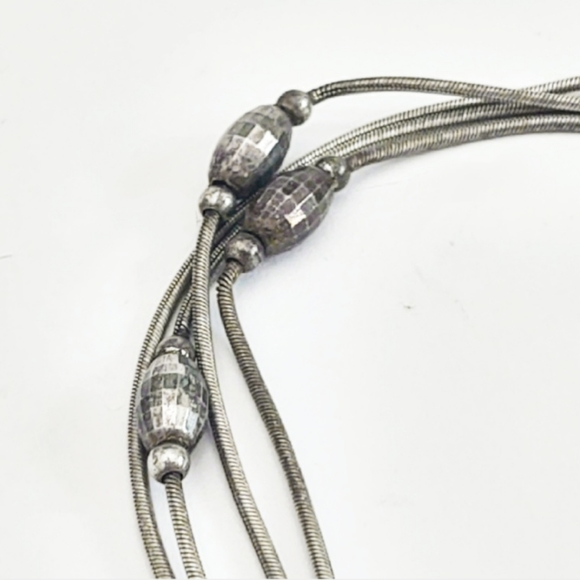 Vintage 43" Long Flapper Opera Length Italian Sterling Silver Station Necklace - Picture 7 of 11